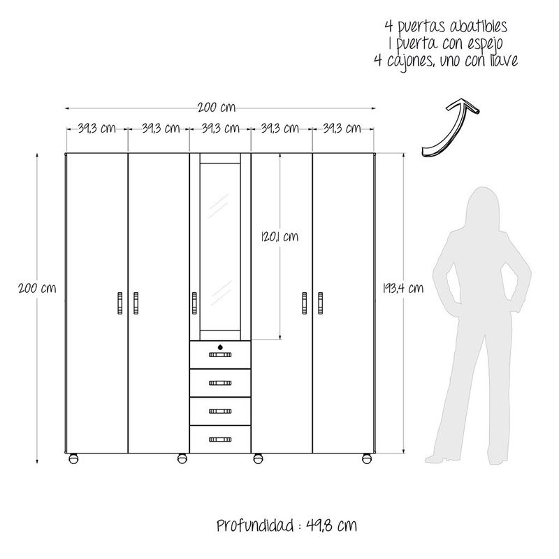 Closet/Armario Linz 140cm - Maderkit Tienda Online Colombia