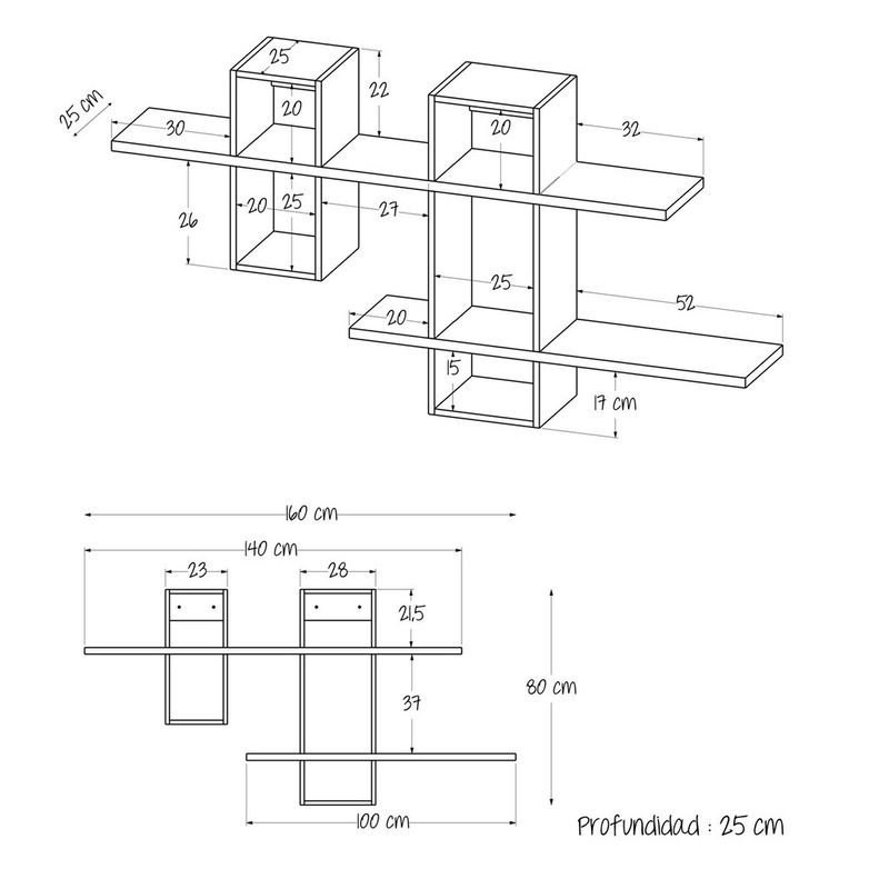 Repisa Flotante Ray  Maderkit Tienda Online - Maderkit Tienda