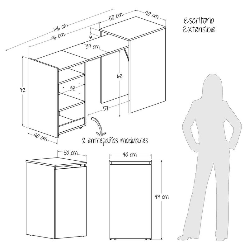 Escritorio Extensible Space  Maderkit Tienda Online - Maderkit Tienda  Online Colombia